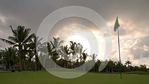 Tropical golf course at sunset, Dominican Republic, Punta Cana