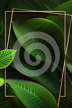 Tropical Green leaves texture background showing leaf venation Generative AI