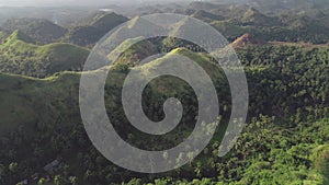 Tropical green mount aerial: rainforest ranges greenery, Legazpi, Philippines, Asia. Filipino nature
