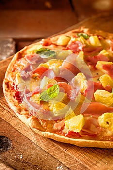 Tropical ham and pineapple pizza