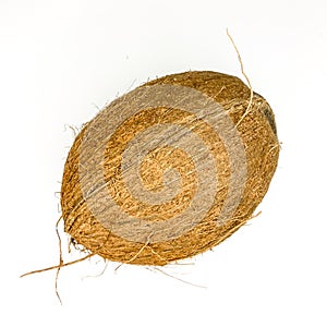 Tropical hole coconut on a white background