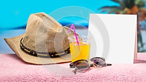 Tropical holiday promotion banner template with nice summer and spring feeling. Paradise campaign background for hot offers.