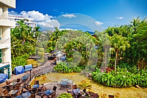 Tropical hotel with beautiful garden