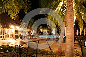 Tropical Hotel pool at night