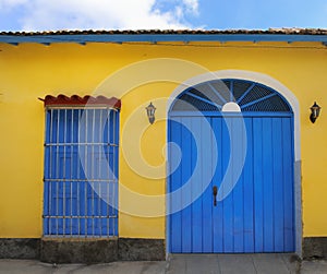 Tropical house facade in trinidad, cuba