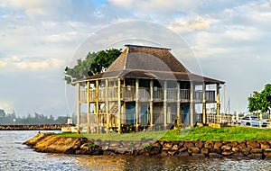 Tropical house at Haleiwa Boat Harbor in Oahu, Hawaii