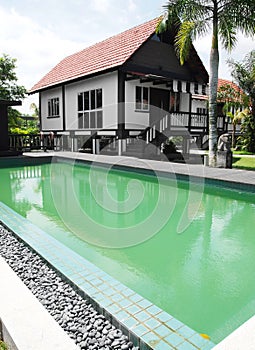Tropical house and swimming pool
