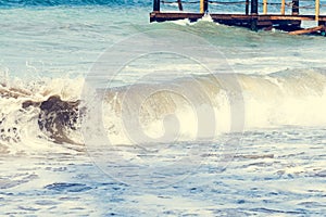 Tropical hurricane waves of the sea of the Dominican Republic