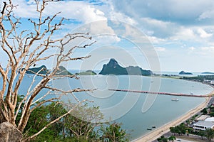 Tropical island beach. Sea shore line. Island relax landscape travel concept