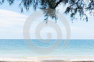 Tropical island beach. Sea shore line. Island relax landscape travel concept