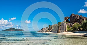 Tropical island beach, Source d`Argent, La Digue, Seychelles