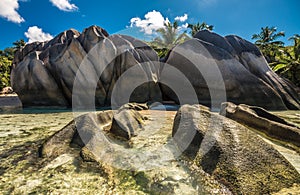 Tropical island beach, Source d`Argent, La Digue, Seychelles