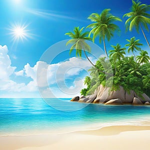 tropical island with beautiful beach