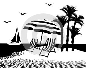 Tropical Island. Illustration on white background.