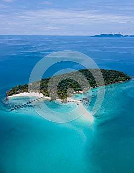 Tropical Island Koh Kham Trat Thailand, aerial view of tropical island near Koh Mak Thailand