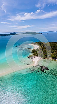 Tropical Island Koh Kham Trat Thailand, aerial view of tropical island near Koh Mak Thailand