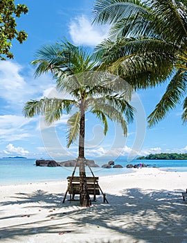 Tropical Island Koh Kham Trat Thailand, aerial view of tropical island near Koh Mak Thailand