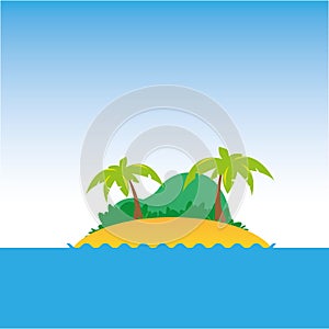 Tropical Island with palm cartoon