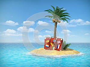 tropical island with palm tree