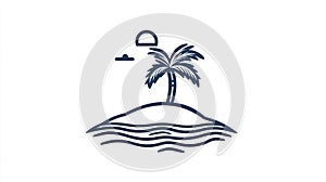 Palm Tree on Tropical Island with.