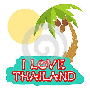 Tropical island with palm trees. Vector illustration icon for Thailand traveling.