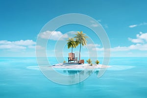 Tropical island paradise with a relaxing beach chair. Generative ai