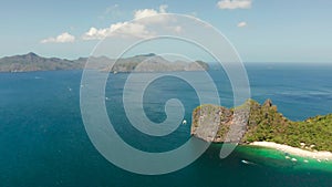 Tropical island with sandy beach. El nido, Philippines