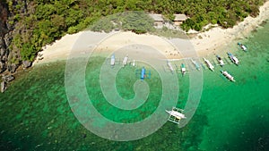 Tropical island with sandy beach. El nido, Philippines