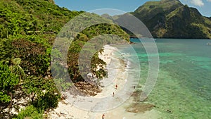 Tropical island with sandy beach. El nido, Philippines