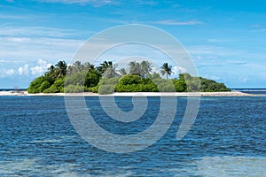 A tropical island on a sunny day