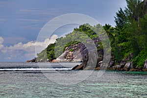 Tropical island, Therese Island, Mahe, Seychelles.Horizontal view.