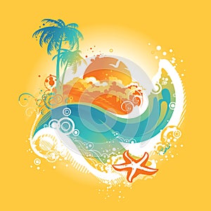 Tropický ostrov vektor ilustrácie 