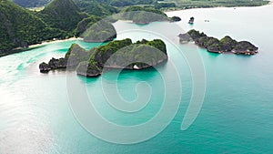Tropical islands and blue sea, aerial drone . Caramoan Islands, Philippines.