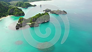 Tropical islands and blue sea, aerial view . Caramoan Islands, Philippines.