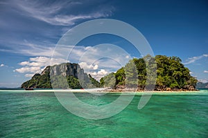 Tropical islands ocean blue sea white sand beach at Thale Waek (Separated Sea), Krabi Thailand nature