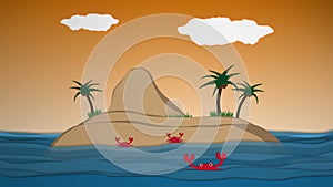 Tropical islet cartoon background