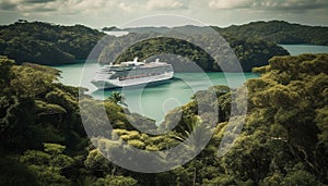 A tropical journey on a luxury yacht, exploring beautiful landscapes generated by AI