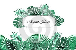 Tropical jungle island border frame header footer