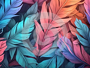 Tropical jungle palm leaves pastel color background with vived colorful high details