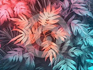 Tropical jungle palm leaves pastel color background with vived colorful high details