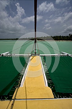 Tropical lagoon catamaran navigable in dominicana photo