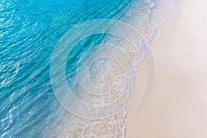 Tropical lagoon closeup. Turquoise sea water, calm wave splash. idyllic peaceful nature background concept