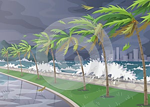 Tropical landscape During Hurricane Incoming