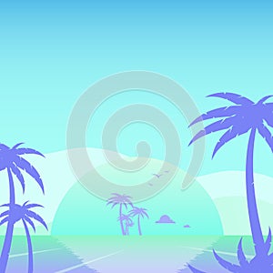 Tropical landscape with island and palms.