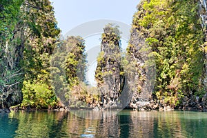 Tropical landscape of lagoon with rock islands