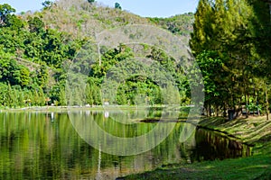 Tropical landscape, lake and hills in Kathu district on Phuket