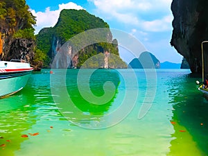 Tropical landscape. Railay beach, Krabi, Thailand