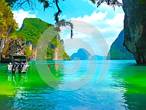 Tropical landscape. Railay beach, Krabi, Thailand