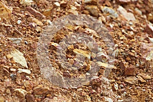 Tropical laterite soil background and texture,Red rock pebble,