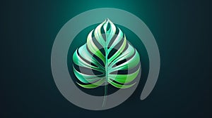 Tropical Leaf Logo Design Management With Green Gradient Background